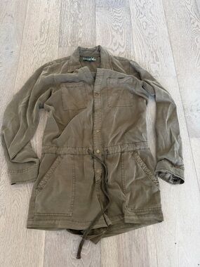 Pam & Gela Olive Utility Romper Jacket with Drawstring